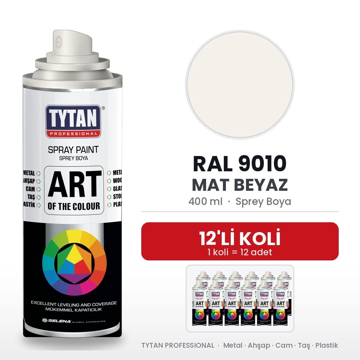 Tytan Sprey Boya 400 Ml Ral9010 Mat Beyaz-12'li KoliTytan