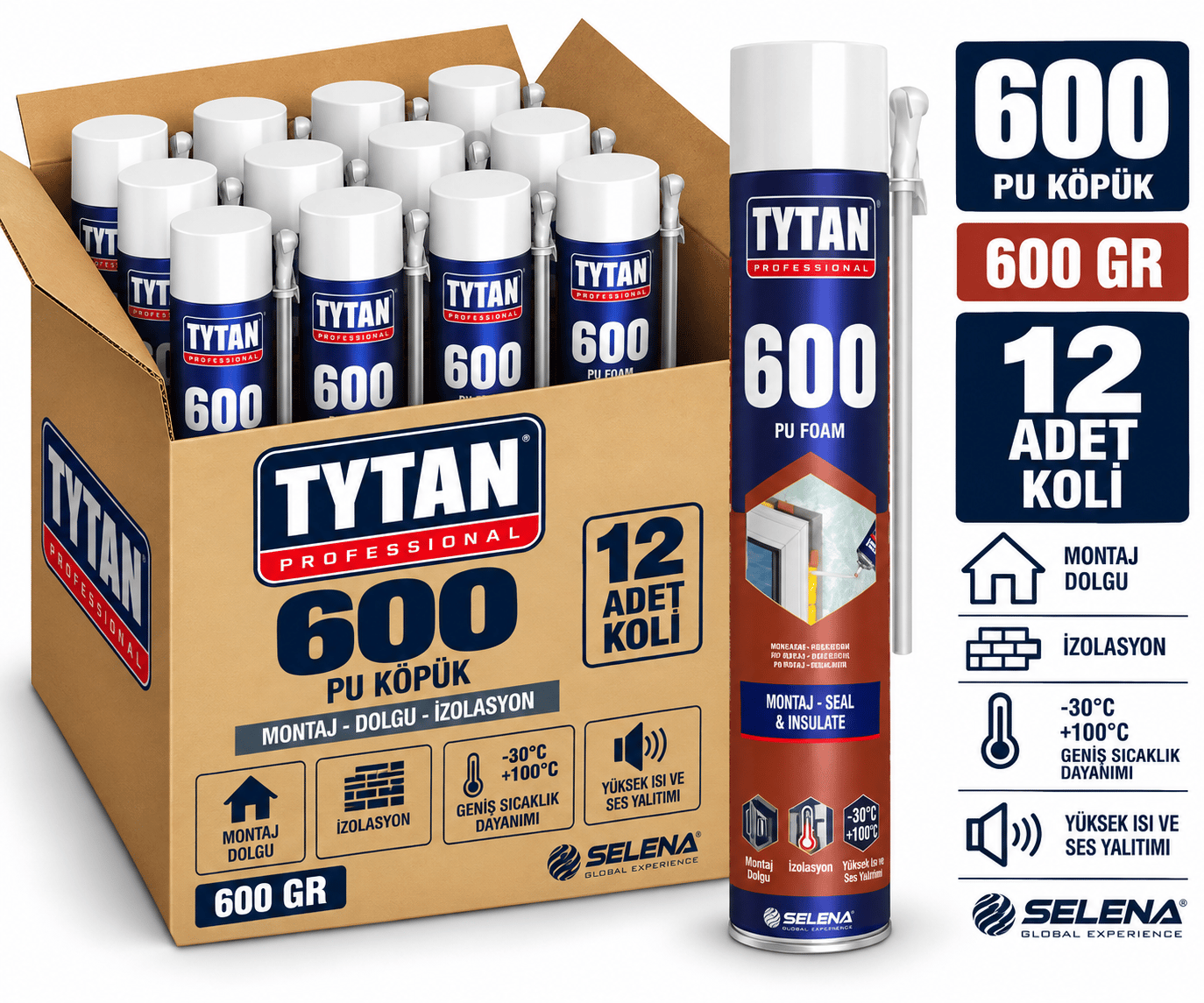 Tytan Sprey Pu Köpük 600 GR-12'li KoliTytan