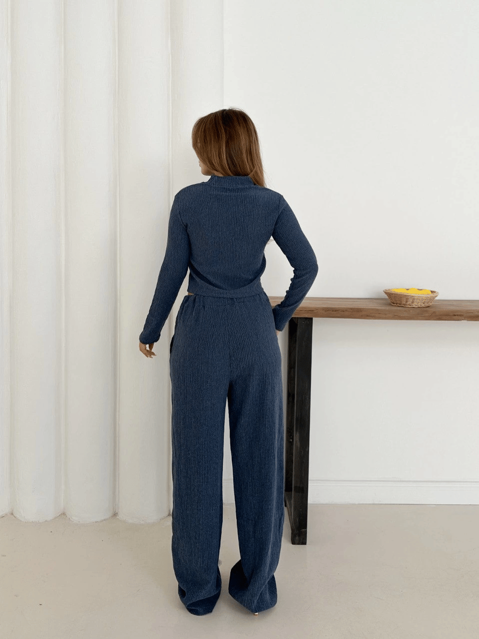 Balıkçı yaka örme takım lacivert st265865