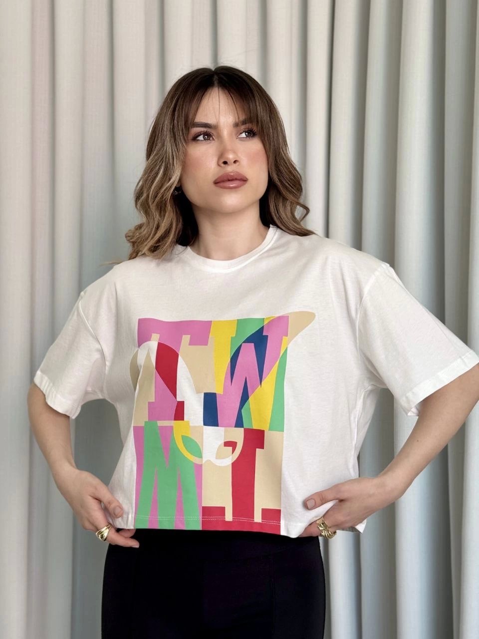 Baskılı crop tişört