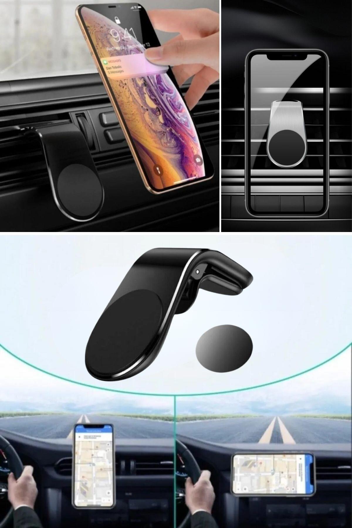 BUFFER ® Havalanndırma Izgarasına Takılabilen Mandallı Mıknatıslı Oto Araç Içi Manyetik Telefon Tutucu