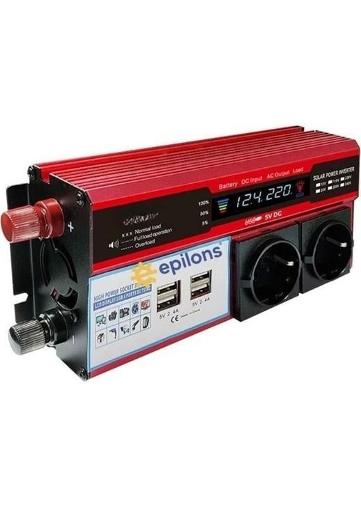 Buffer® 12v 2000w Modifiye Sinüs İnverter Araç Ve Güneş Enerjisi Uyumlu, Çift Usb, Çift Priz Ve Çakmaklık Epilons