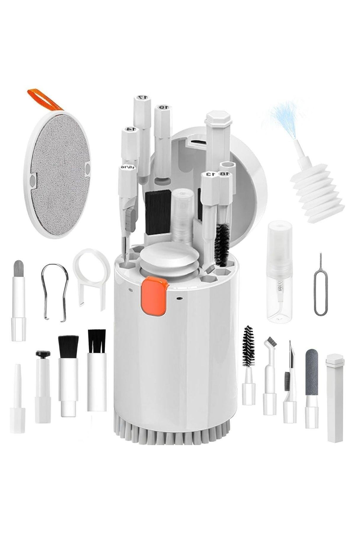 BUFFER® 20 Parça Çok Fonksiyonlu Bilgisayar Temizleme Seti Klavye Cep Telefonu Kablosuz Kulaklık Temizleme Kalemi Toz Alma Multi Temizlik Kiti 20in1