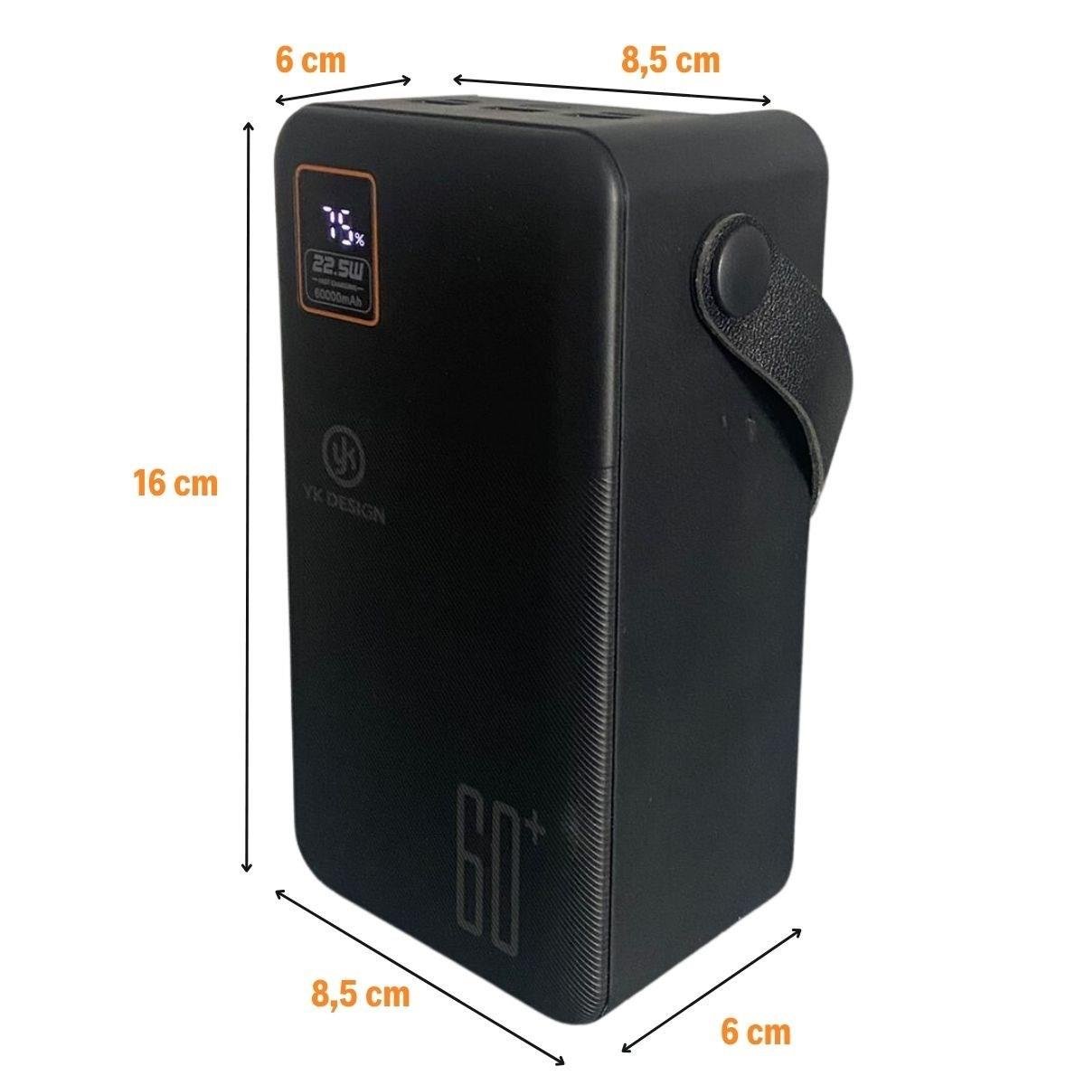 BUFFER® 60000 mAh 5 Cep telefonunu Aynı Anda Şarj Edebilen Pil Ekranlı El Fenerli Hızlı Şarjlı Powerbank
