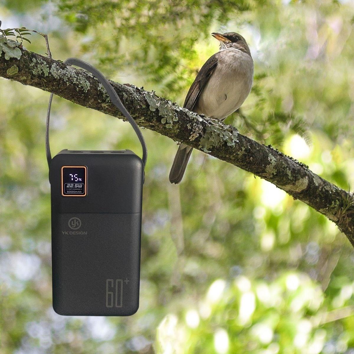 BUFFER® 60000 mAh 5 Cep telefonunu Aynı Anda Şarj Edebilen Pil Ekranlı El Fenerli Hızlı Şarjlı Powerbank