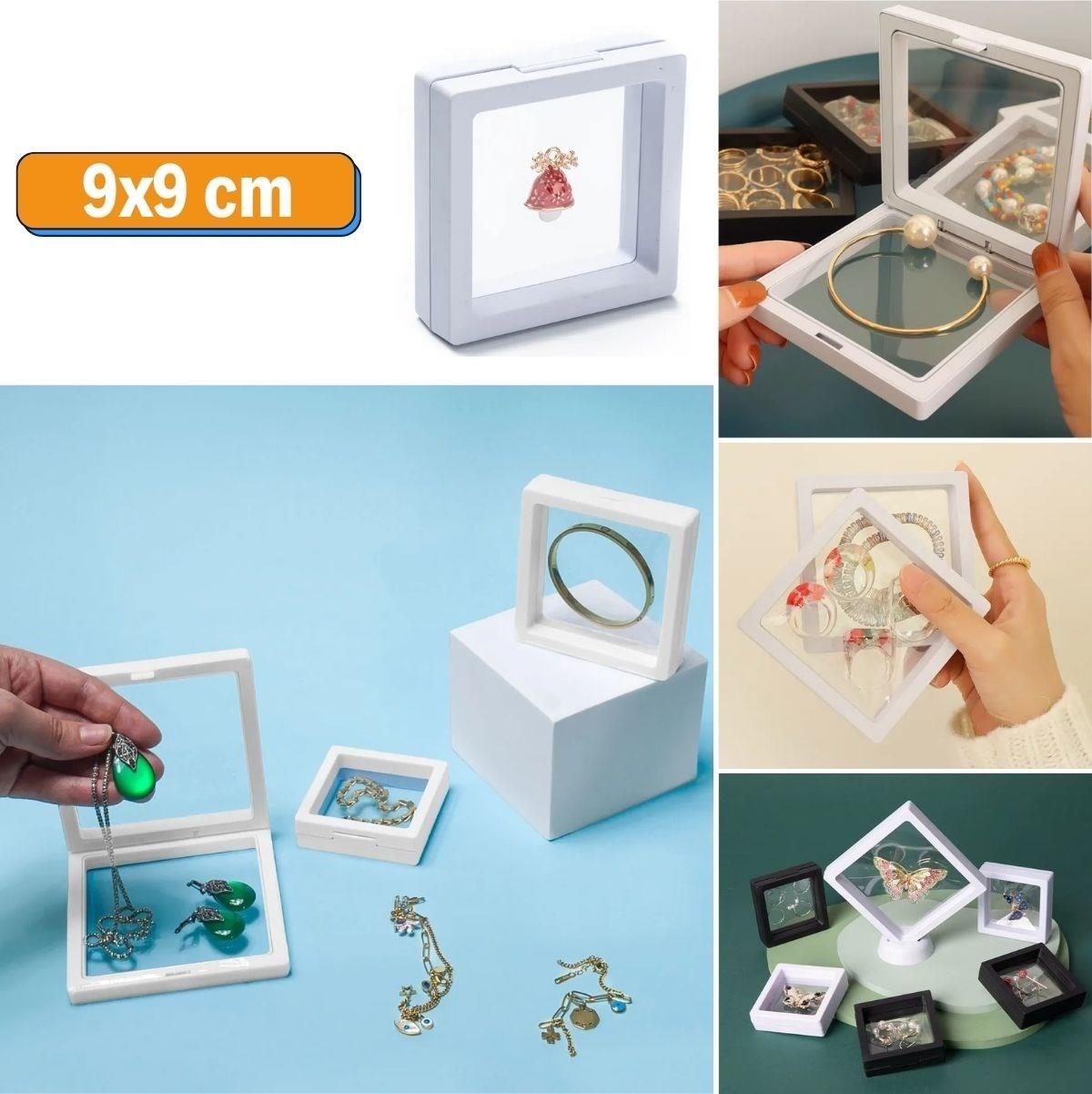 BUFFER® 9x9 cm Standlı 3D Takı Ziynet Hatıra Koleksiyon Saklama Kutusu Şeffaf Film Çerçevesi