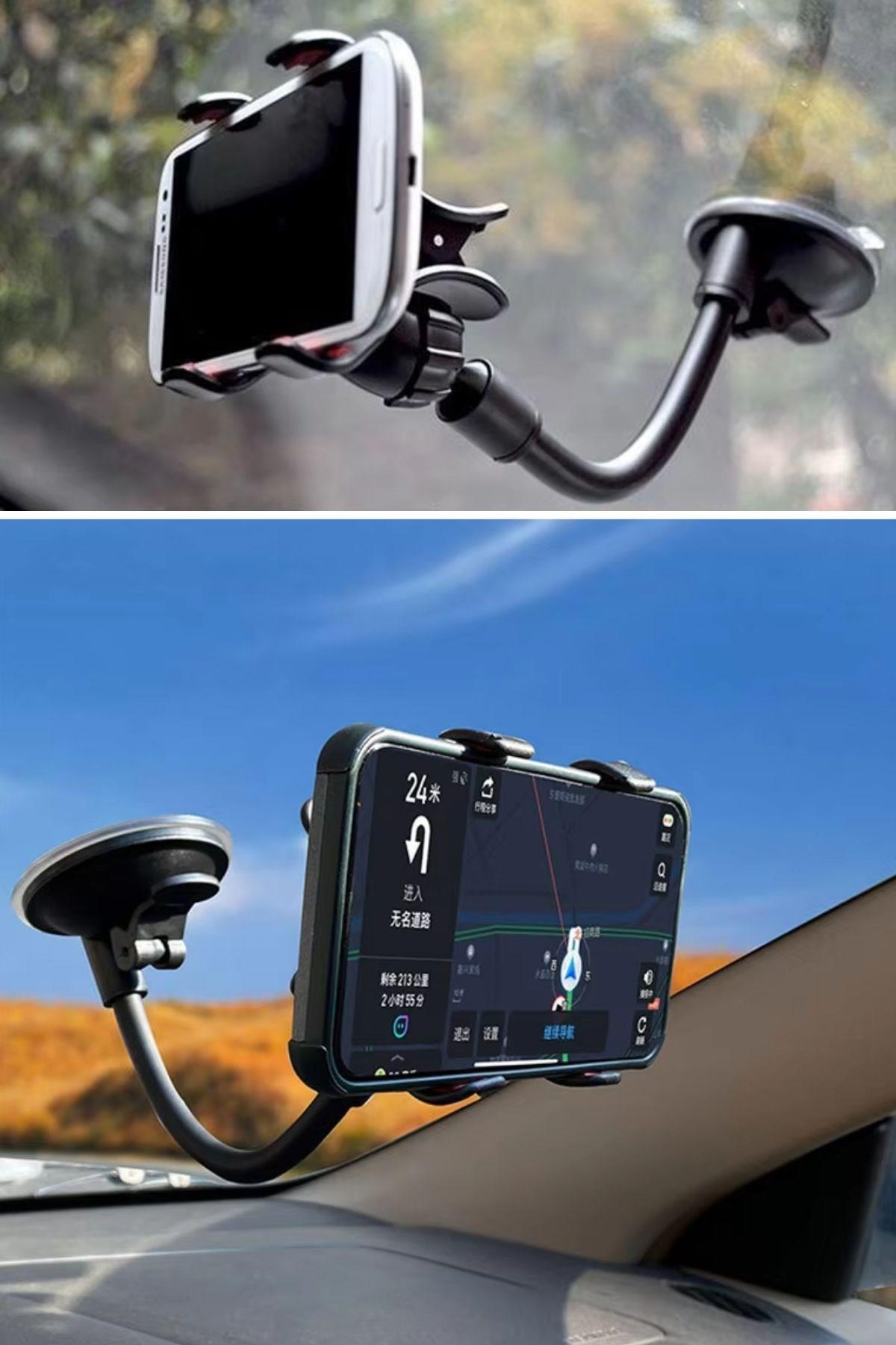 BUFFER® Akrobat Cama Sabitlenen Güçlü Vakumlu 360 Derece Dönen Tüm Modellere Uyan Oto Telefon Tutucu