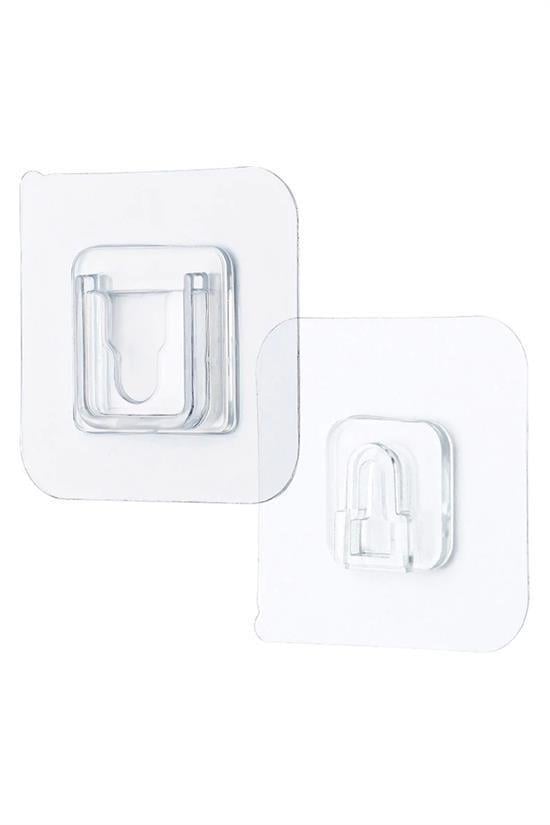 BUFFER® Eşya Sabitleme Askısı 10 Çift Şeffaf Çift Taraflı Yapışkanlı Geçmeli Klips