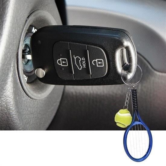 BUFFER® Gerçekçi Tenis Raketi Tasarımlı Şık Anahtarlık Kolye Çanta Süsü Tennis Keychain