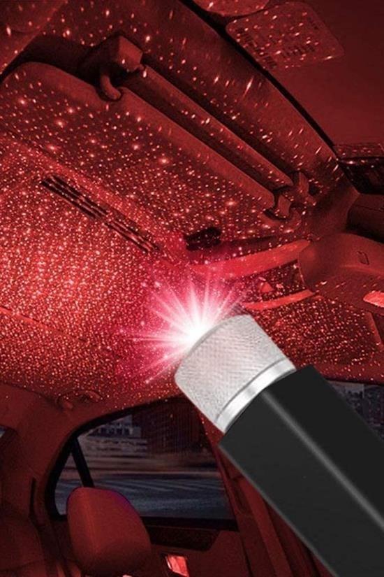 BUFFER® Kırmızı Ayak Altı Tavan Led Araç içi Aydınlatma Oto Araba İç Disko Ayarlanır USB Lamba Işık