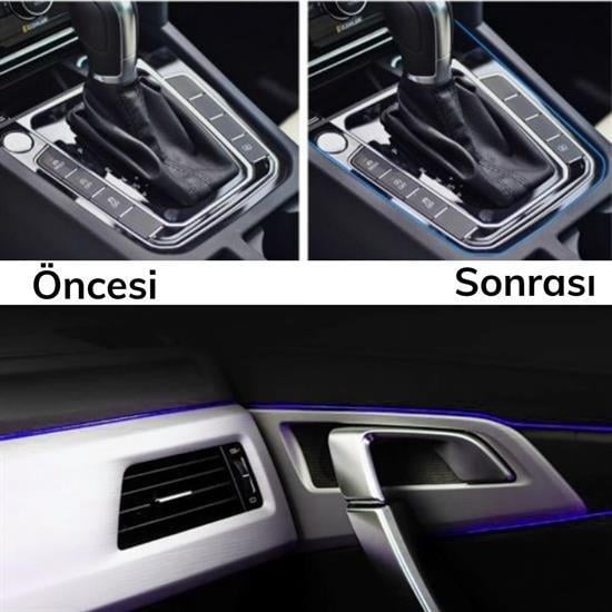 BUFFER® Mavi Araba OtoTrim Dekorasyon Şeridi Kauçuk Elastik Kolay Kurulum 5 metre Şerit Bant