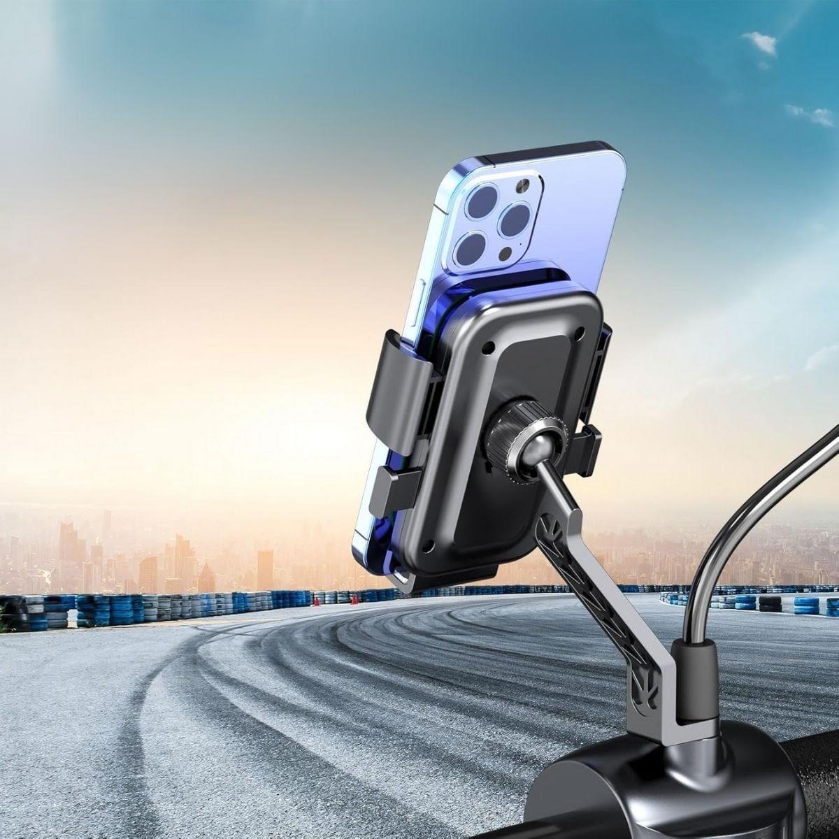 BUFFER® Motor,Motosiklet,Bisiklet ,Scooter İçin 360 Derece Dönebilen Dikiz Aynası Versiyonu Telefon Tutucu Aparat