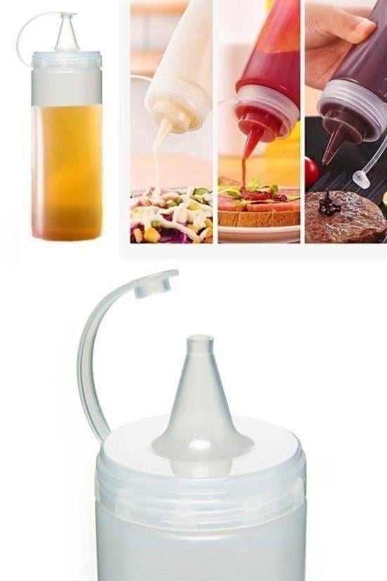 BUFFER® Şeffaf Kapaklı Sızdırmaz Yağlık Sosluk Şişesi Plastik Yağdanlık 400 ml AP-9028