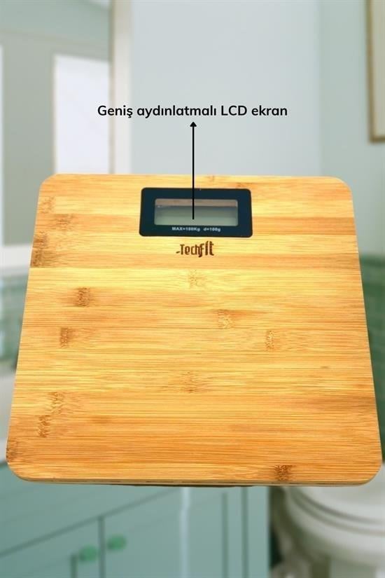 BUFFER® Techfit Bambu Banyo Baskülü Yüksek Hassasiyetli Darbelere Dijital Dayanıklı Terazi Tf 1065 M