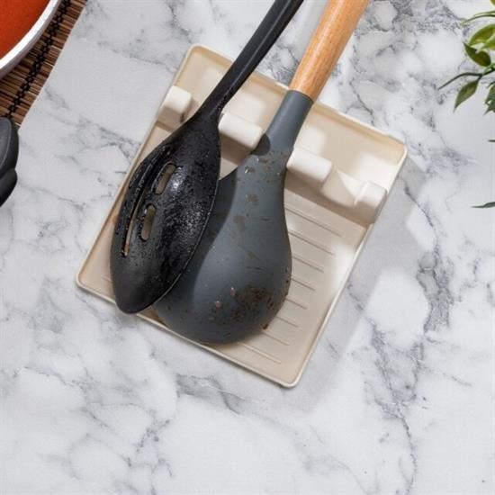 BUFFER® Tencere Kapak Tutuculu Kaşıklıklı Tencere Kapak Standı Pratik Kaşık Kepçe Altlık Düzenleyici