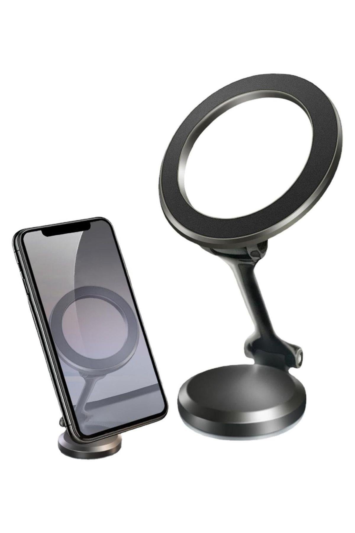 BUFFER® Tüm Telefonlarla Uyumlu Manyetik Araç Telefonu Tutacağı Katlanır 360 Derece Dönen Telefon Standı