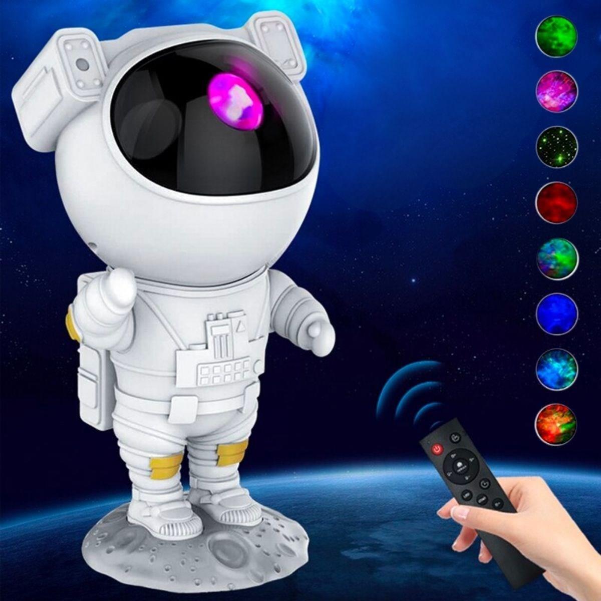 BUFFER® Uzaktan Kumandalı ve Zamanlayıcılı Farklı Renk Işık Modlu Astronot Projektör Gece Lambası