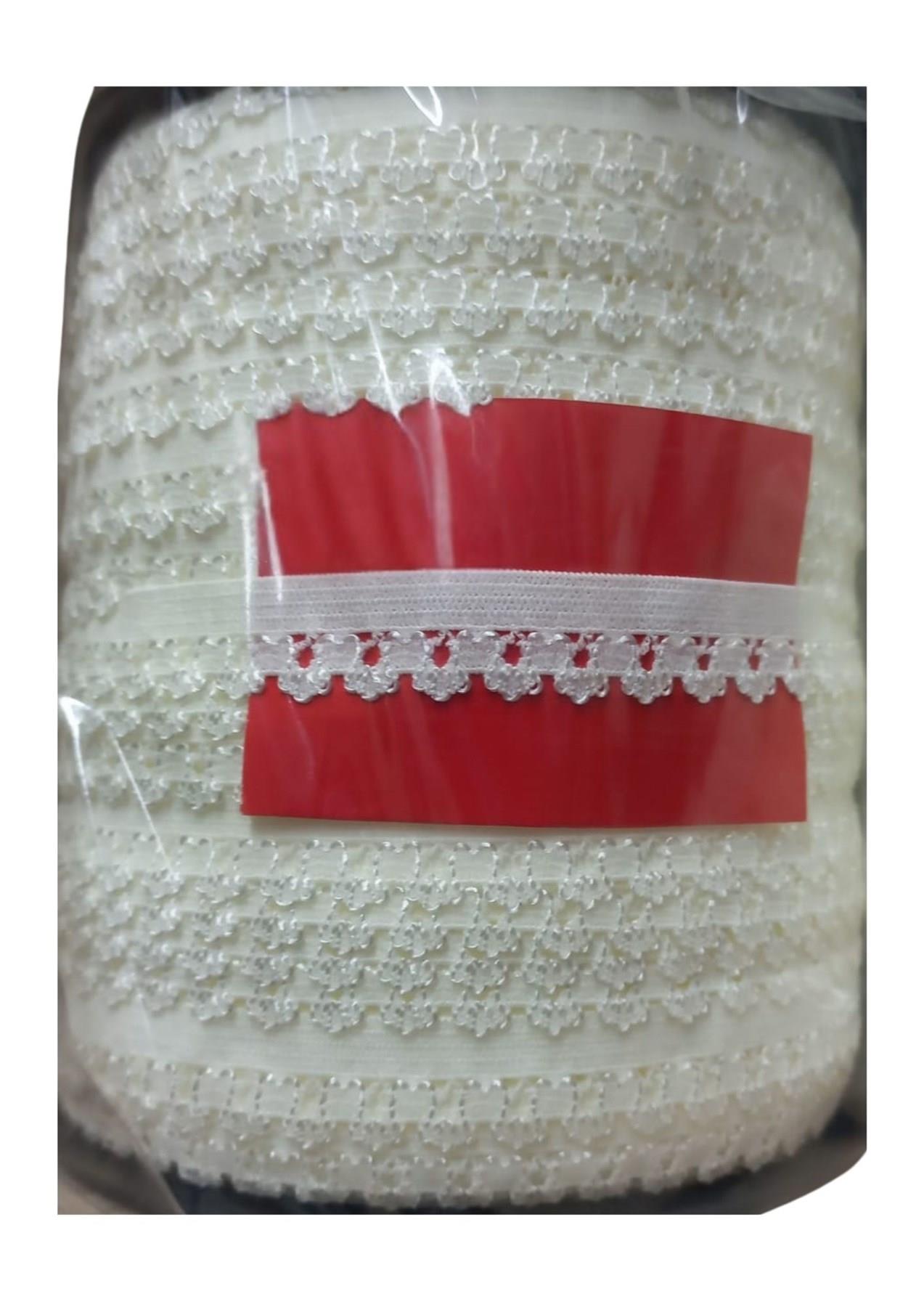 Çamaşır Lastiği Dantelli 1 cm 75 Metre 1 Top Kırık Beyaz