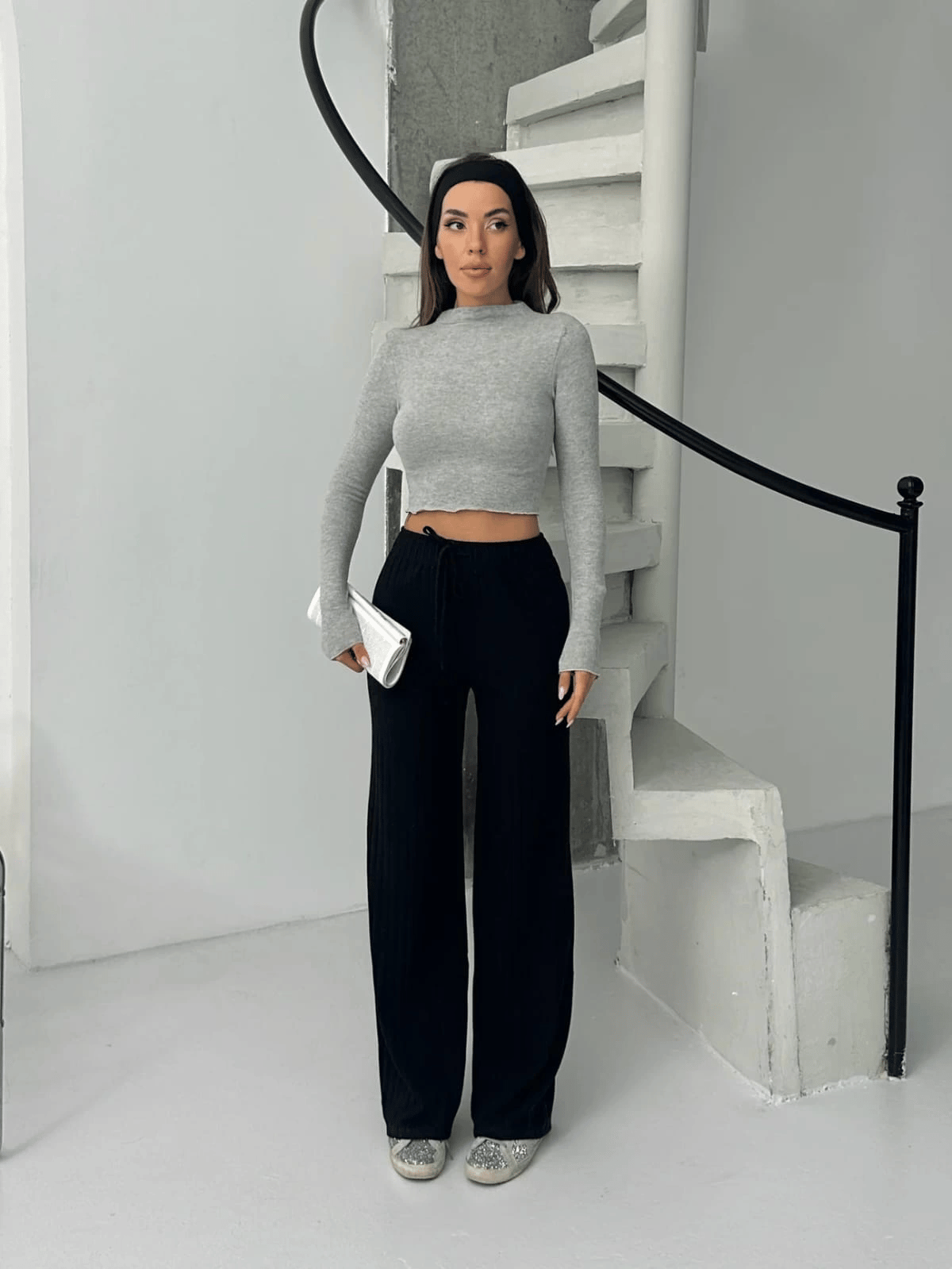 Fitilli şardonlu pantolon siyah a4058