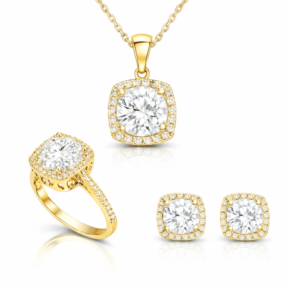 Gümüş Gold Kare Montür Kadın Set