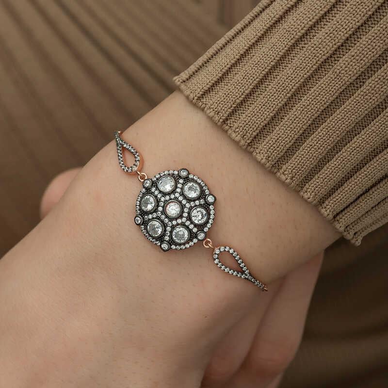 Gümüş Rose Elmas Montür Bileklik