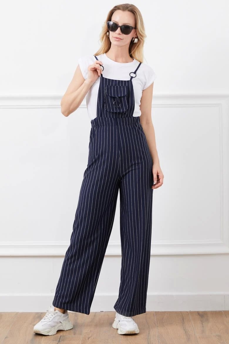 İp askılı beli lastikli tulum