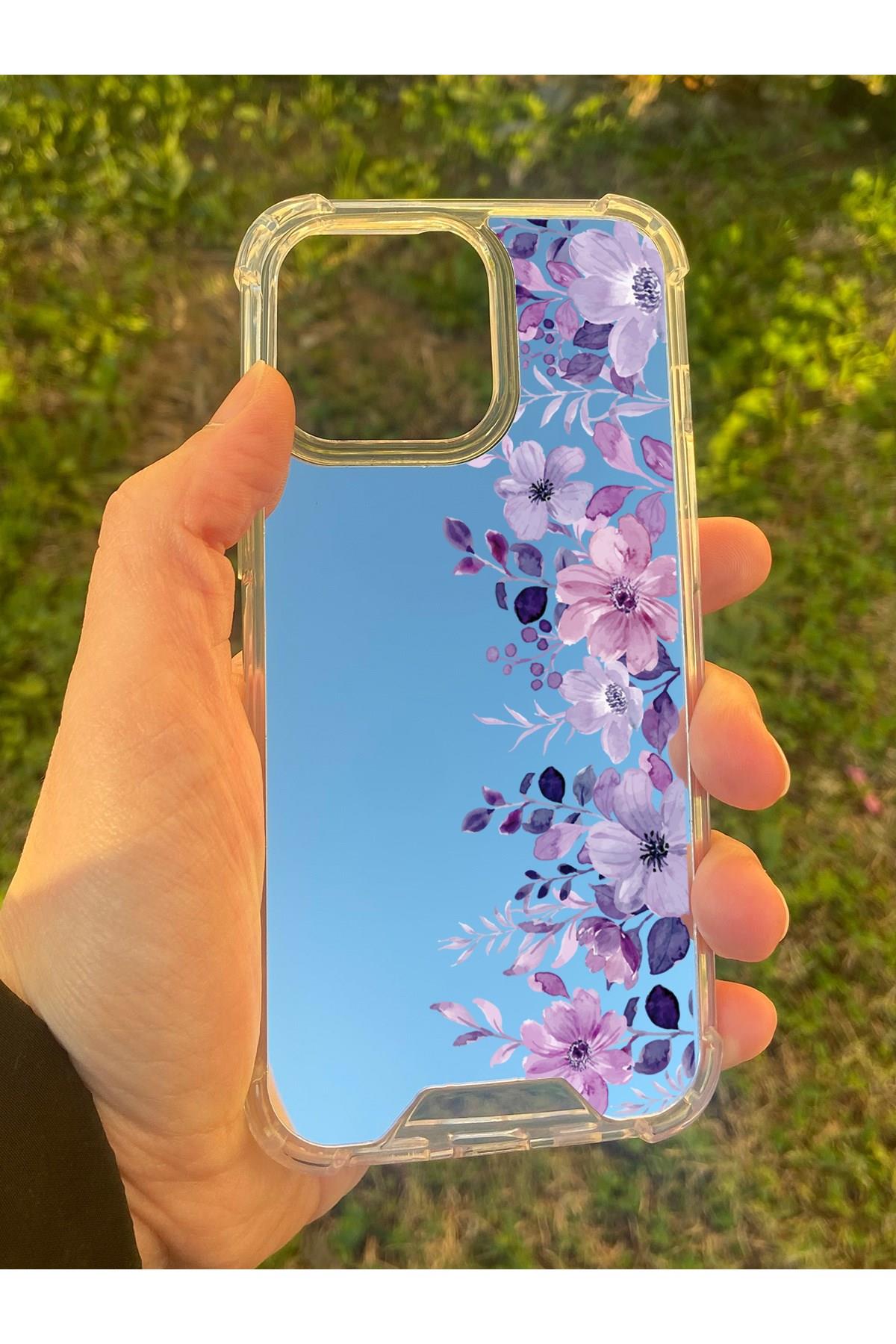 İphone 13 Pro Uyumlu Aynalı Mor Ve Ötesi Desenli Darbe Kamera Korumalı Silikon Telefon Kılıfı