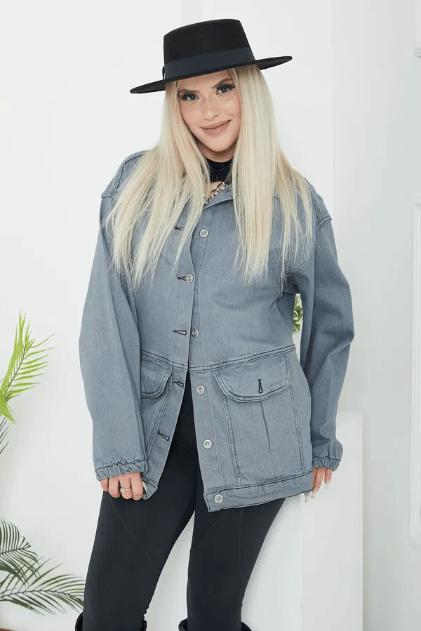 Kadın Oversize Körüklü Cep Kot