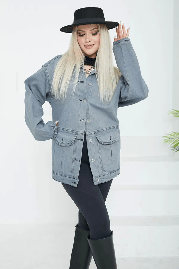Kadın Oversize Körüklü Cep Kot