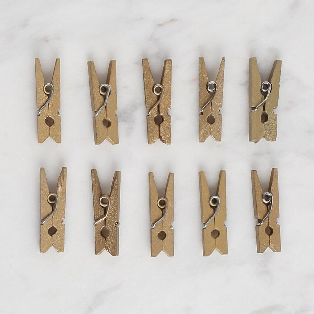 LOREN CRAFTS 10 LU ALTIN RENK MİNİ MANDAL
