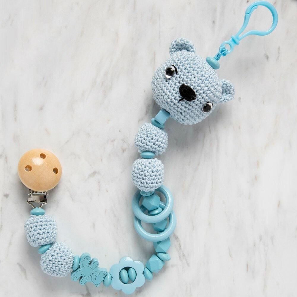 Loren Crafts Araba Figürlü Ahşap Emzik Klipsi