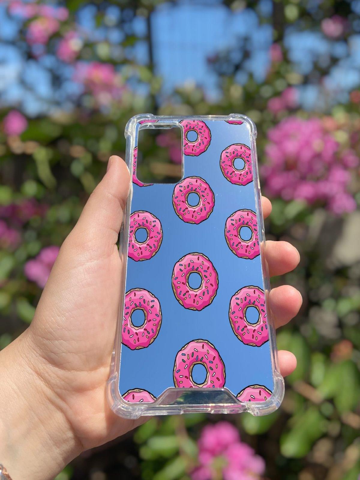 Oppo A55  Uyumlu Aynalı Donut Desenli Darbe Kamera Korumalı Silikon Telefon Kılıfı