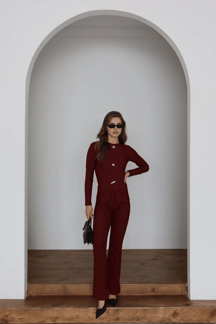 Ottoman alt üst takım bordo pt510442