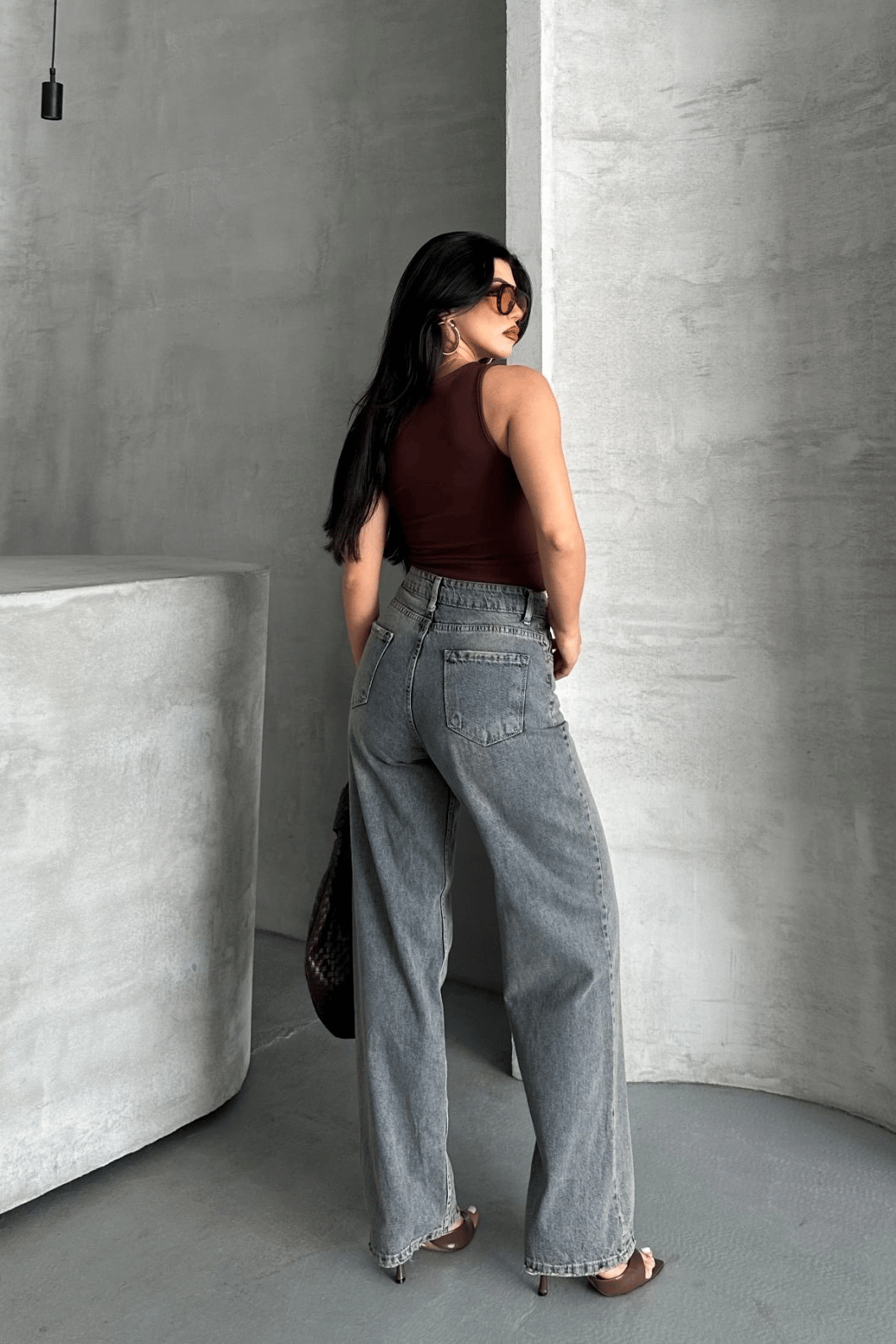 Palazzo bıyık kar yıkama buz mavi jeans pantolon d2008