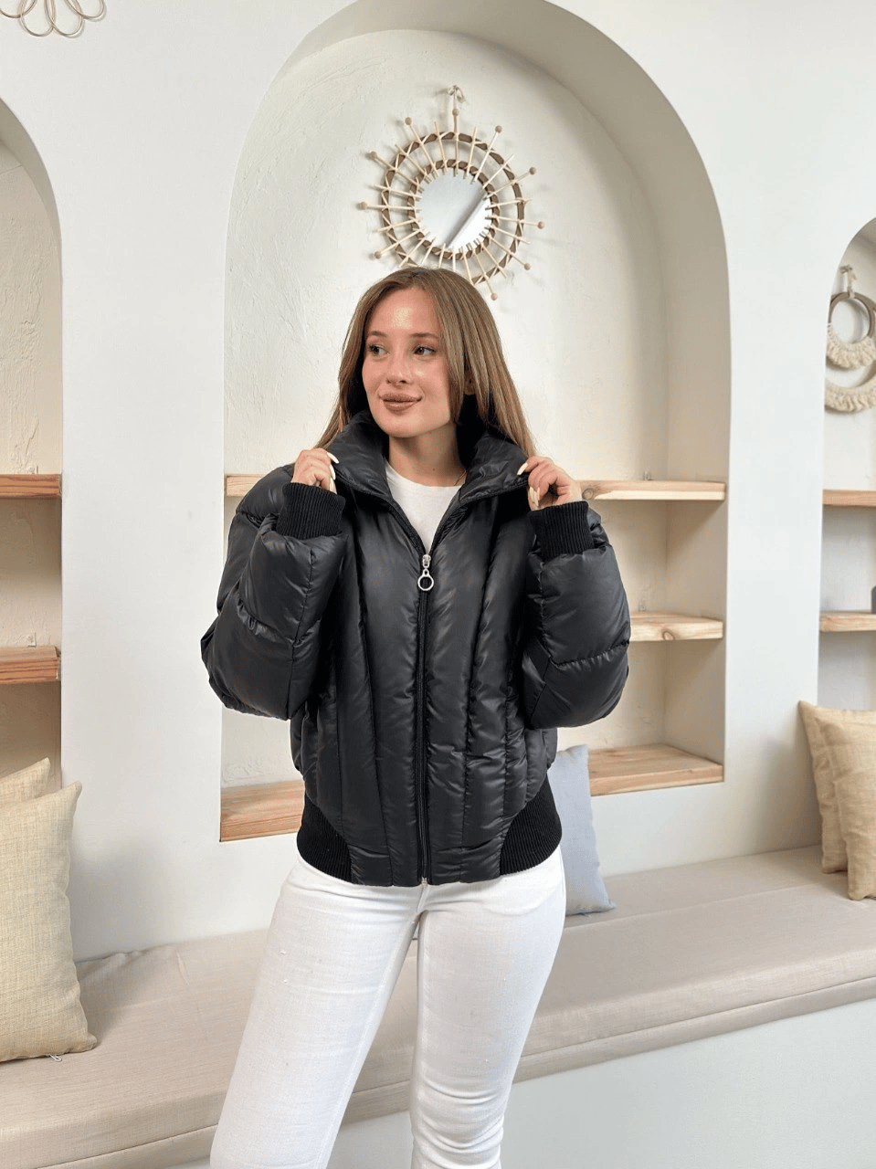 Puffer kısa mont siyah st25534