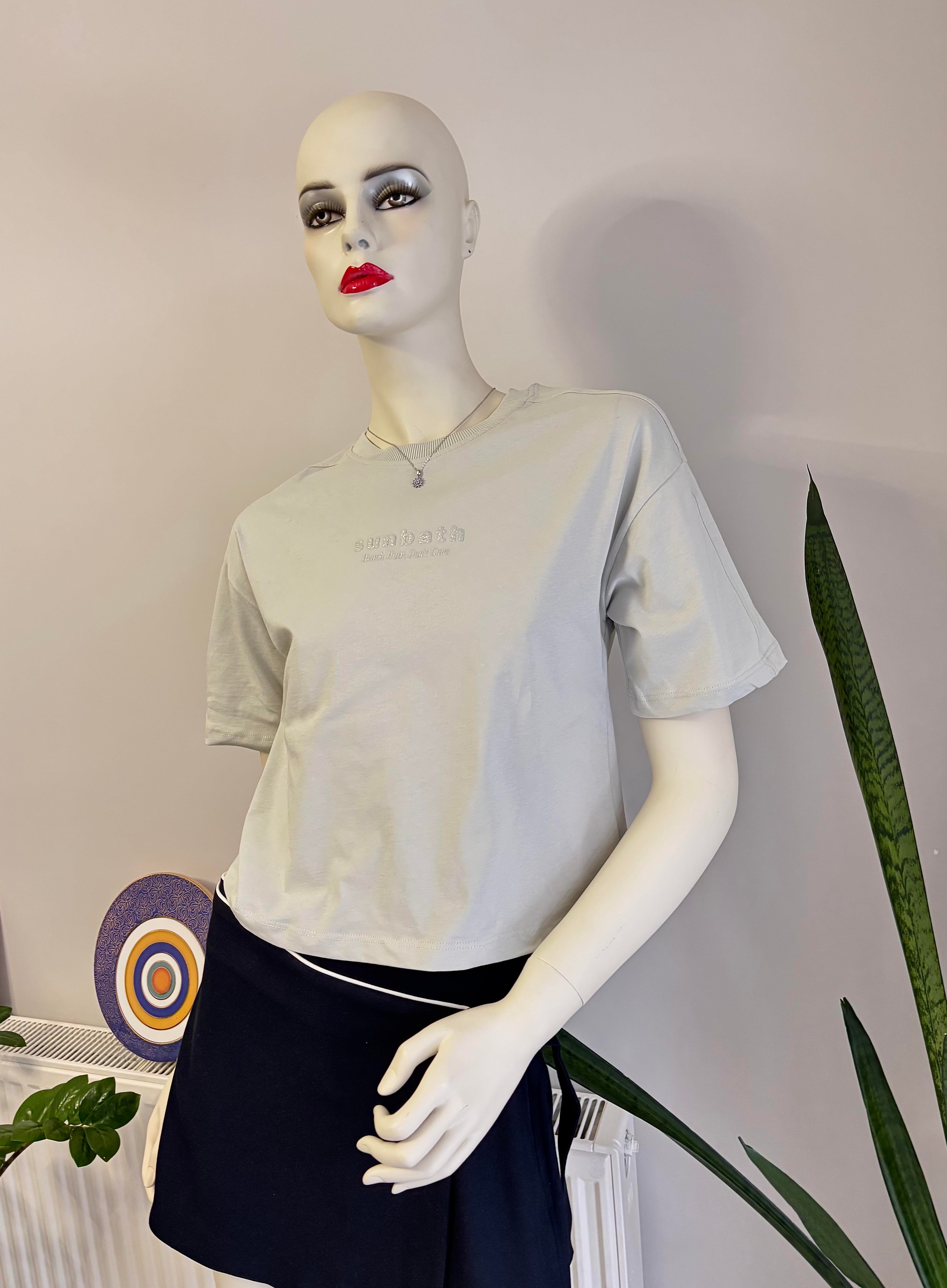 Baskılı Basic Crop T-Shirt