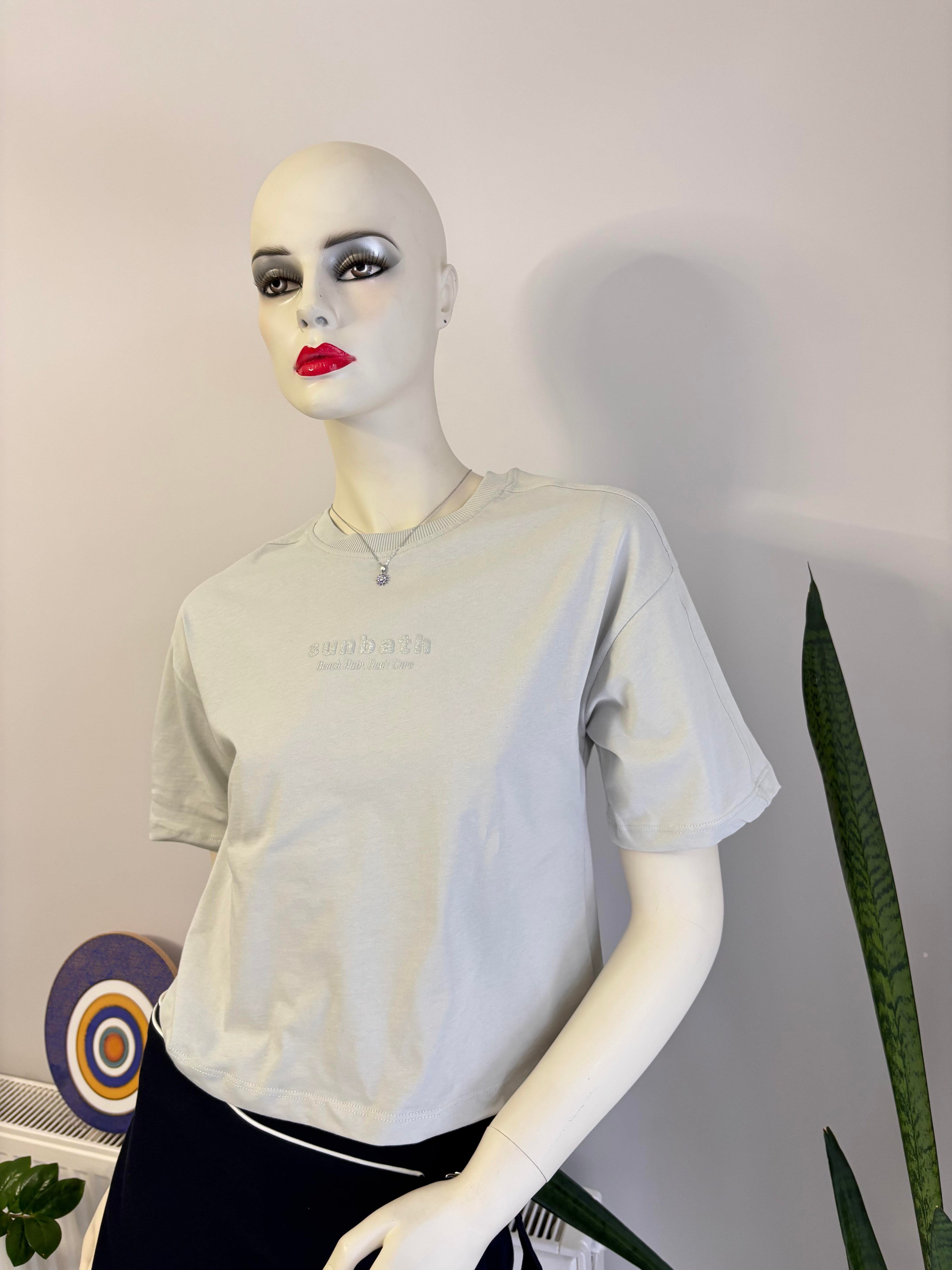 Baskılı Basic Crop T-Shirt