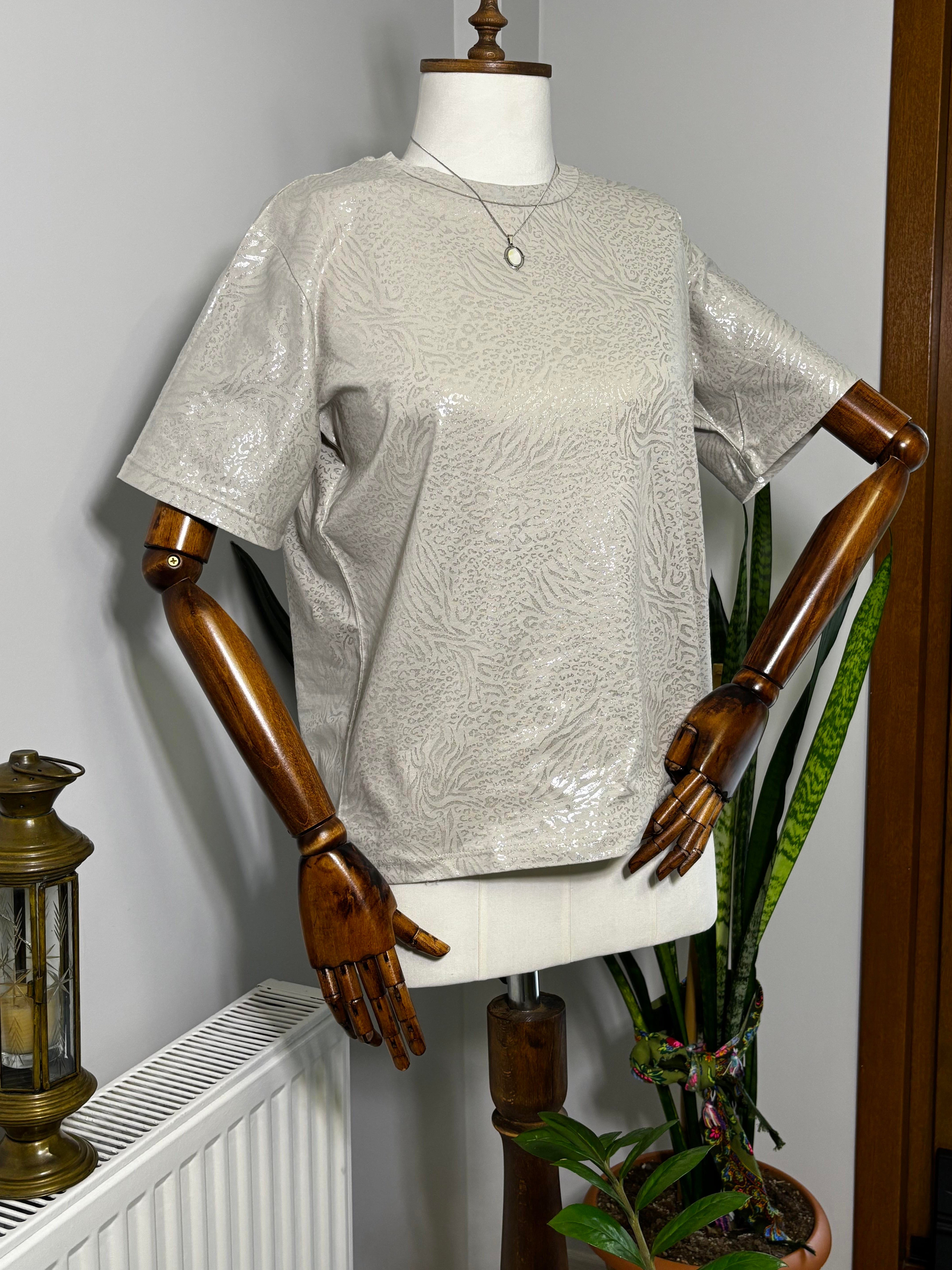 Bisiklet Yaka Elegant Baskılı T-Shirt