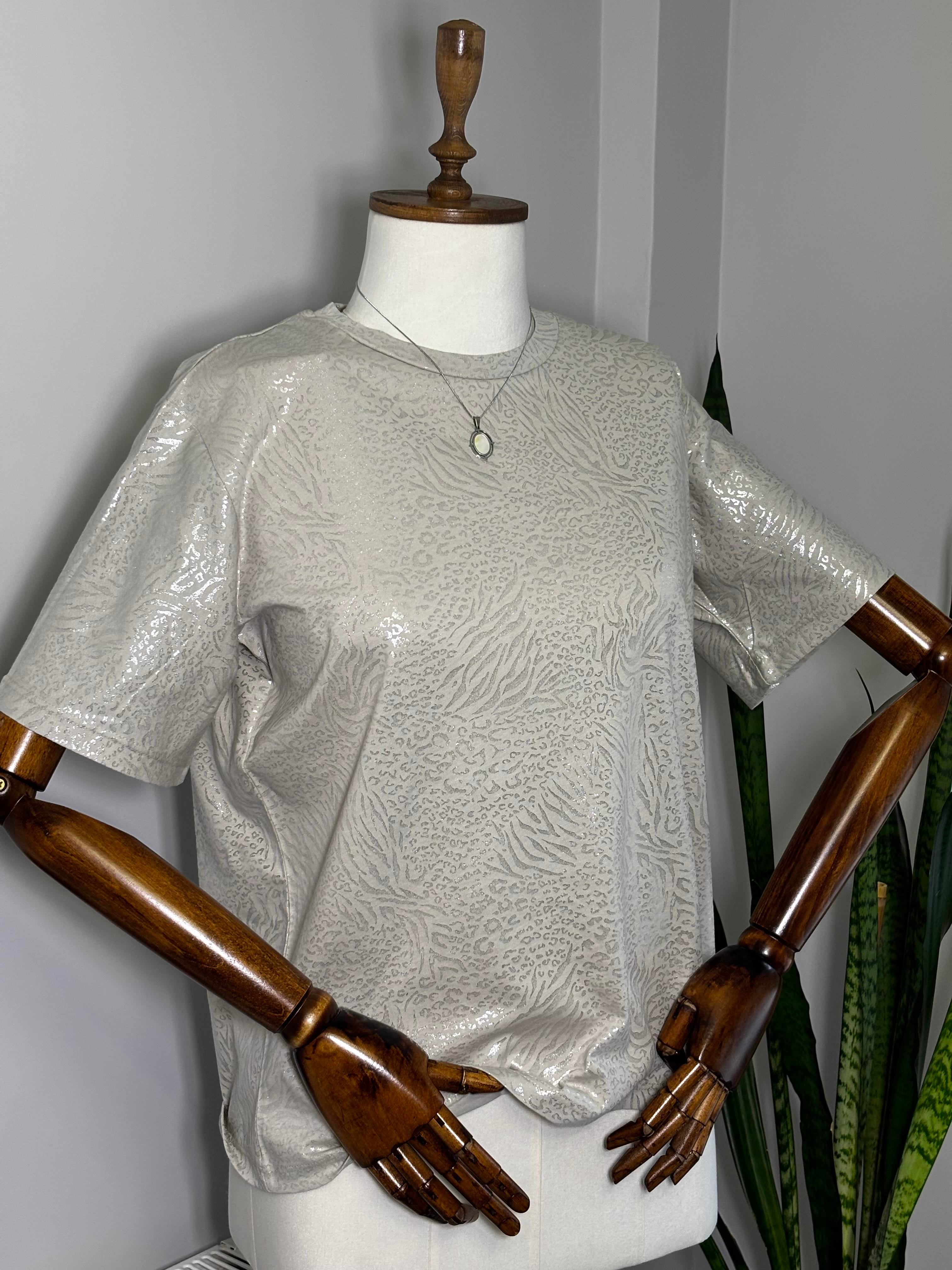 Bisiklet Yaka Elegant Baskılı T-Shirt