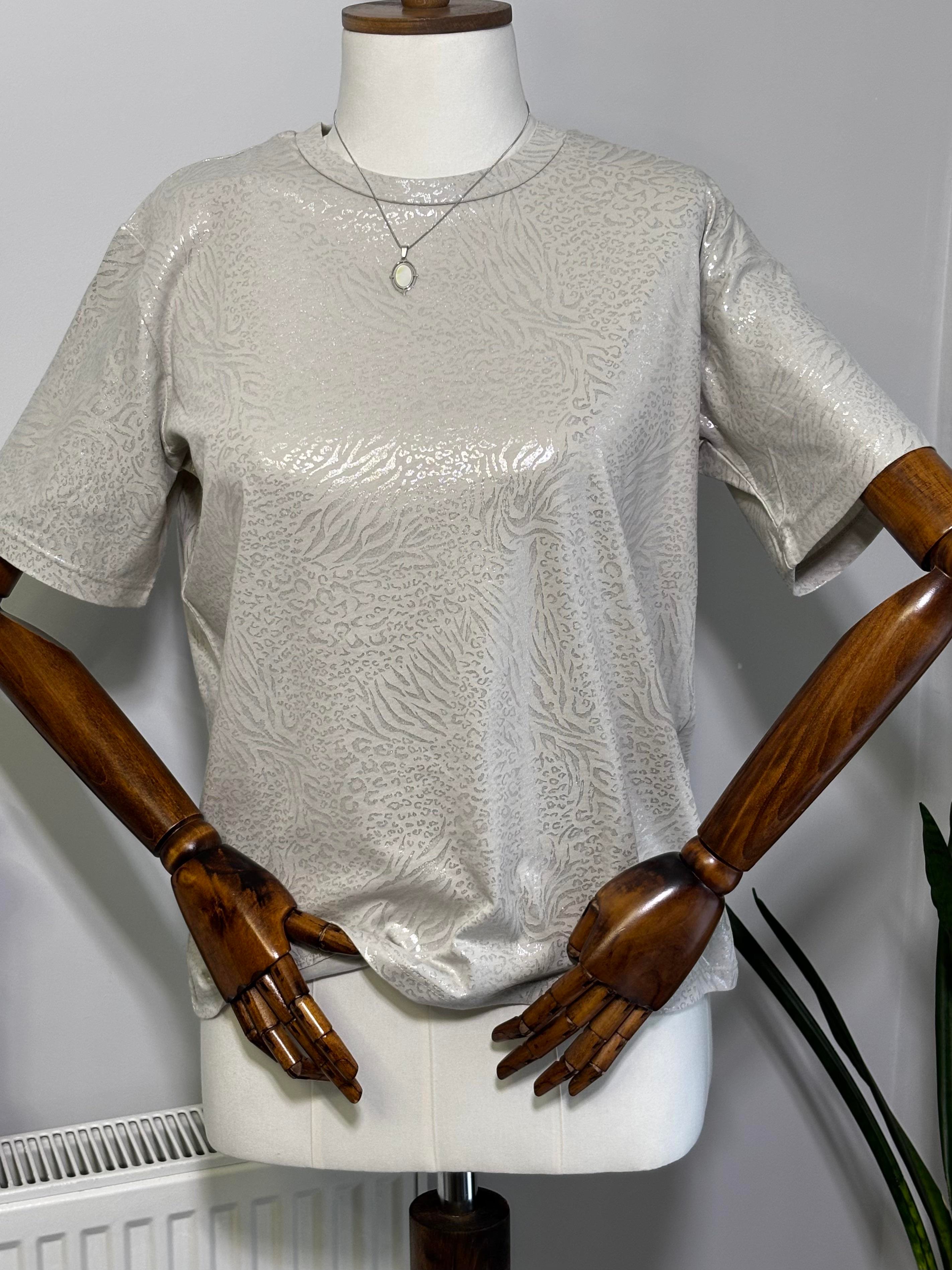 Bisiklet Yaka Elegant Baskılı T-Shirt