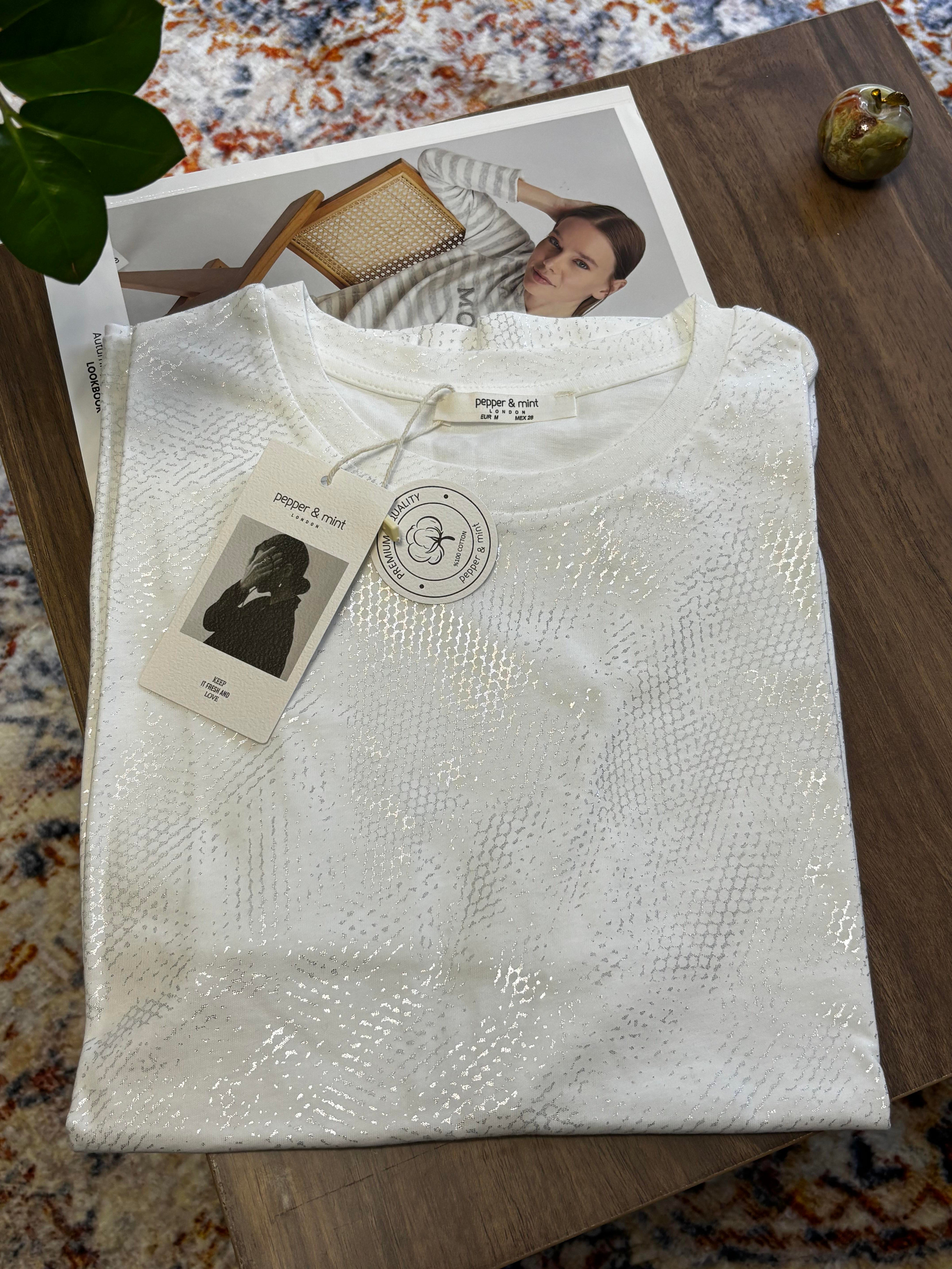 Bisiklet Yaka Elegant Baskılı T-Shirt