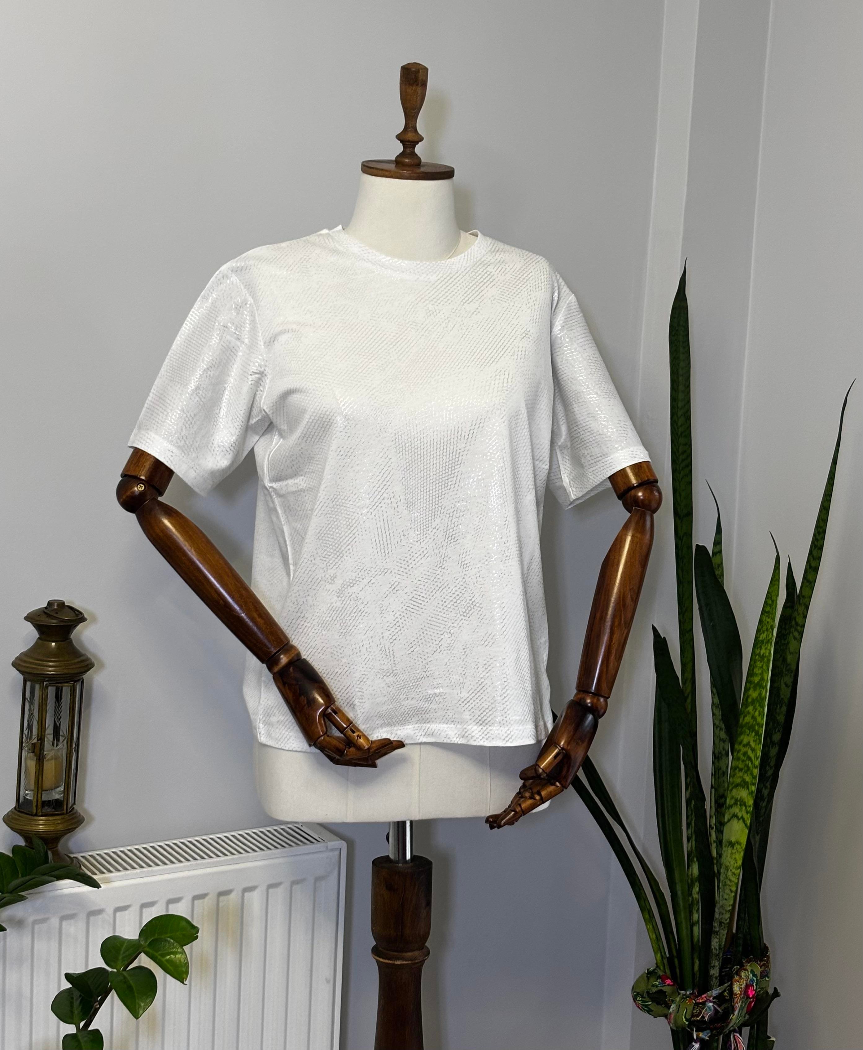 Bisiklet Yaka Elegant Baskılı T-Shirt