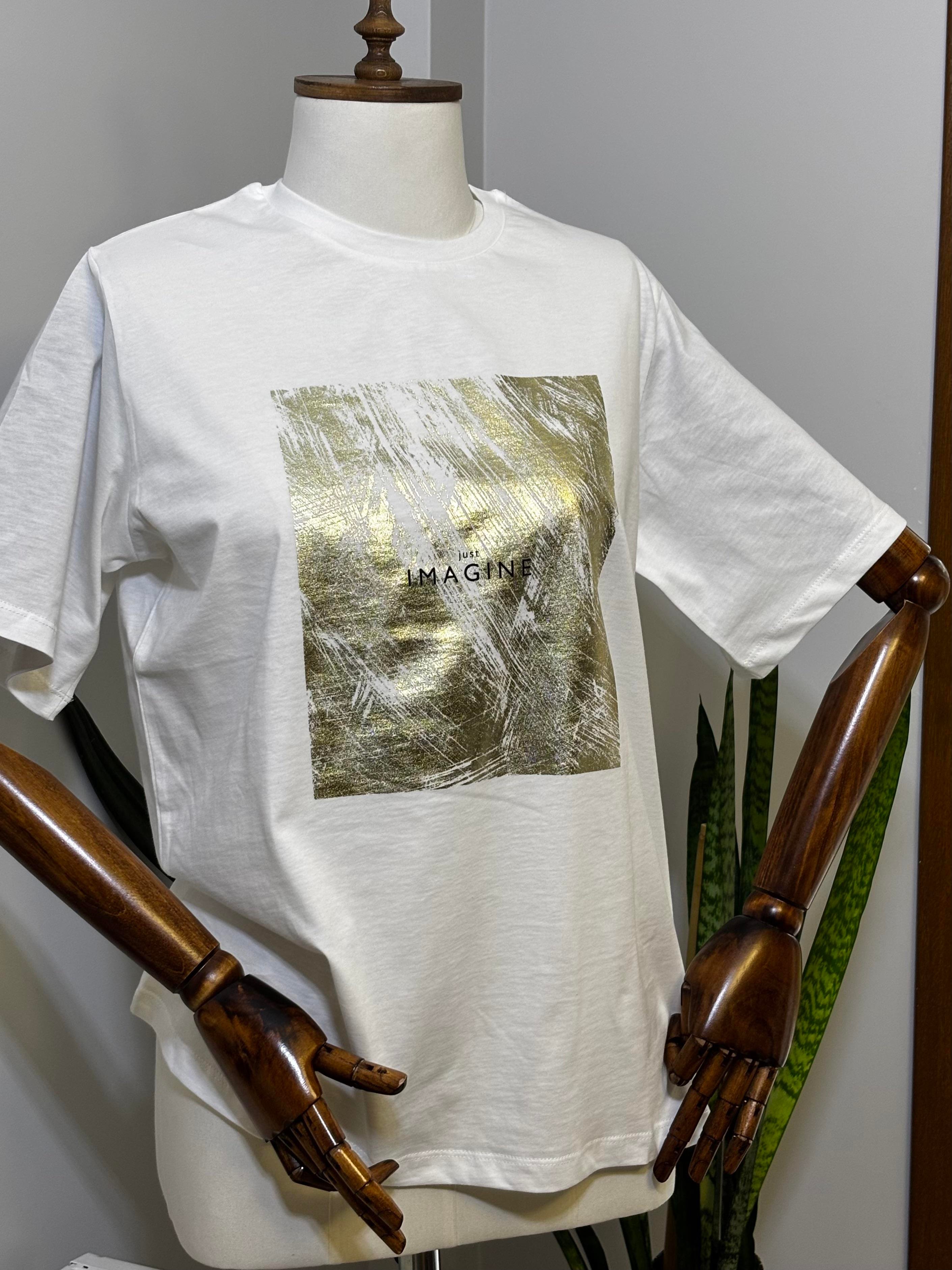 Bisiklet Yaka Elegant Baskılı T-Shirt