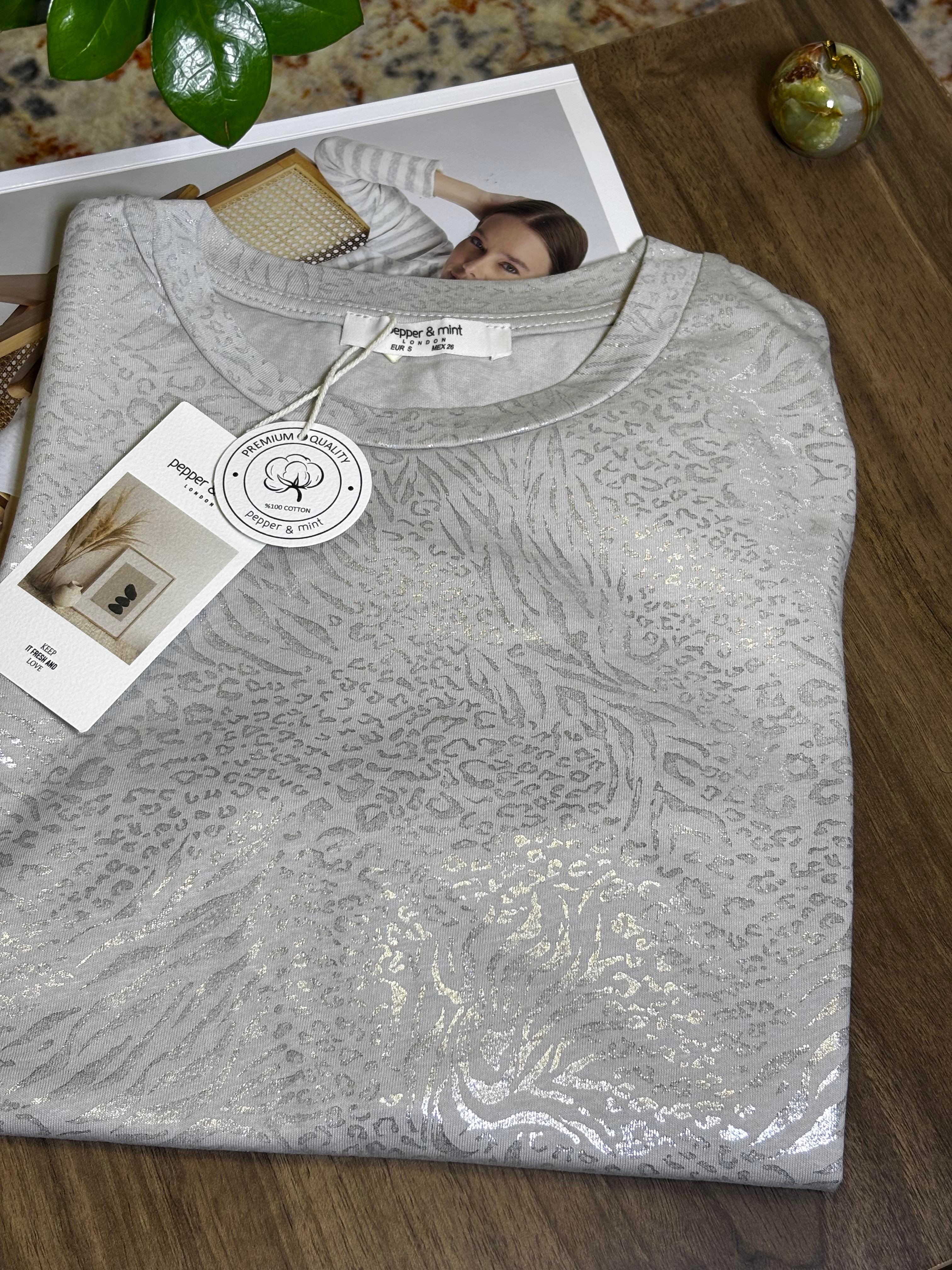 Bisiklet Yaka Elegant Baskılı T-Shirt
