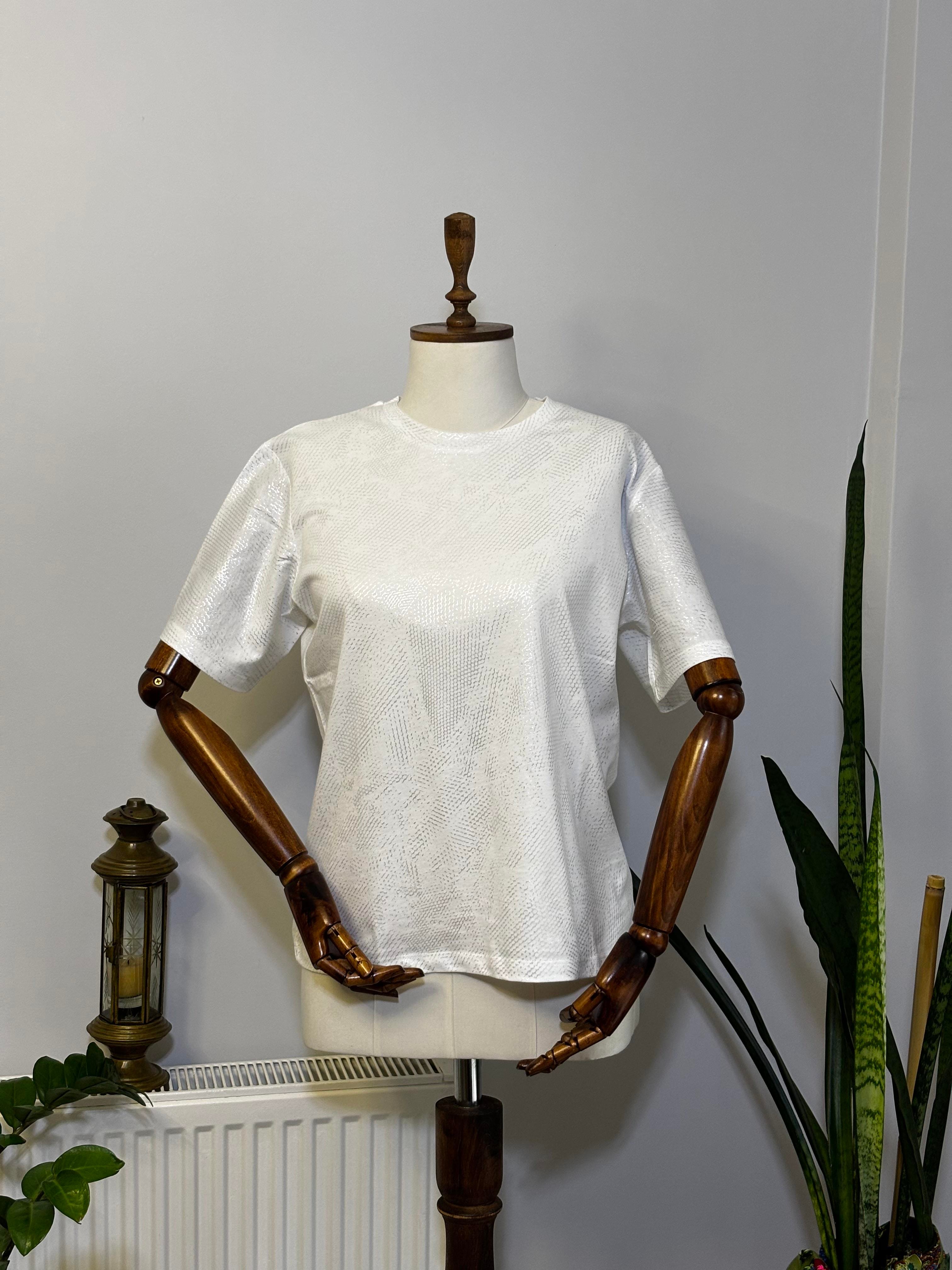 Bisiklet Yaka Elegant Baskılı T-Shirt