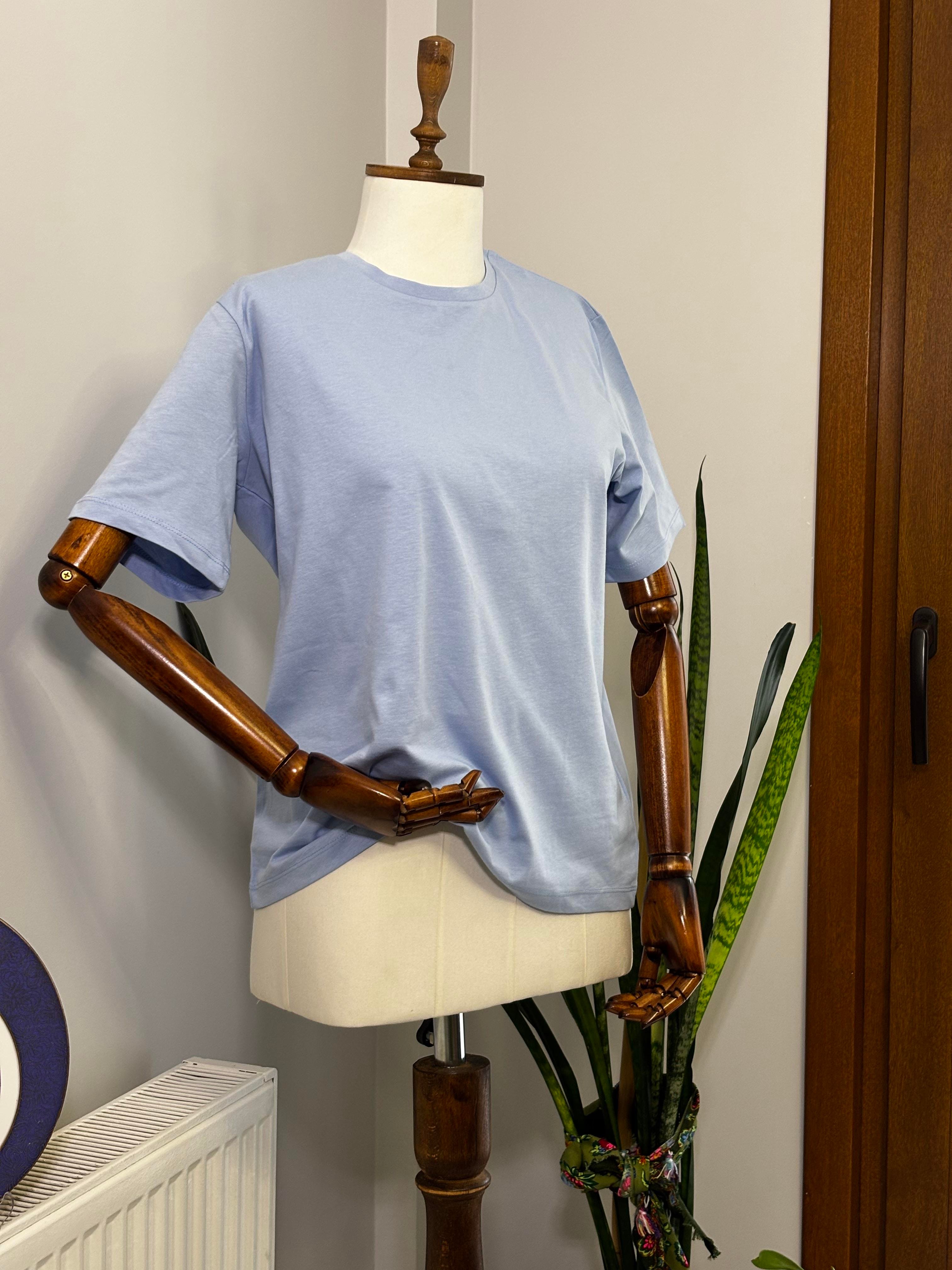 Bisiklet Yaka Forest Blue Basic Düz Kısa Kollu Tişört