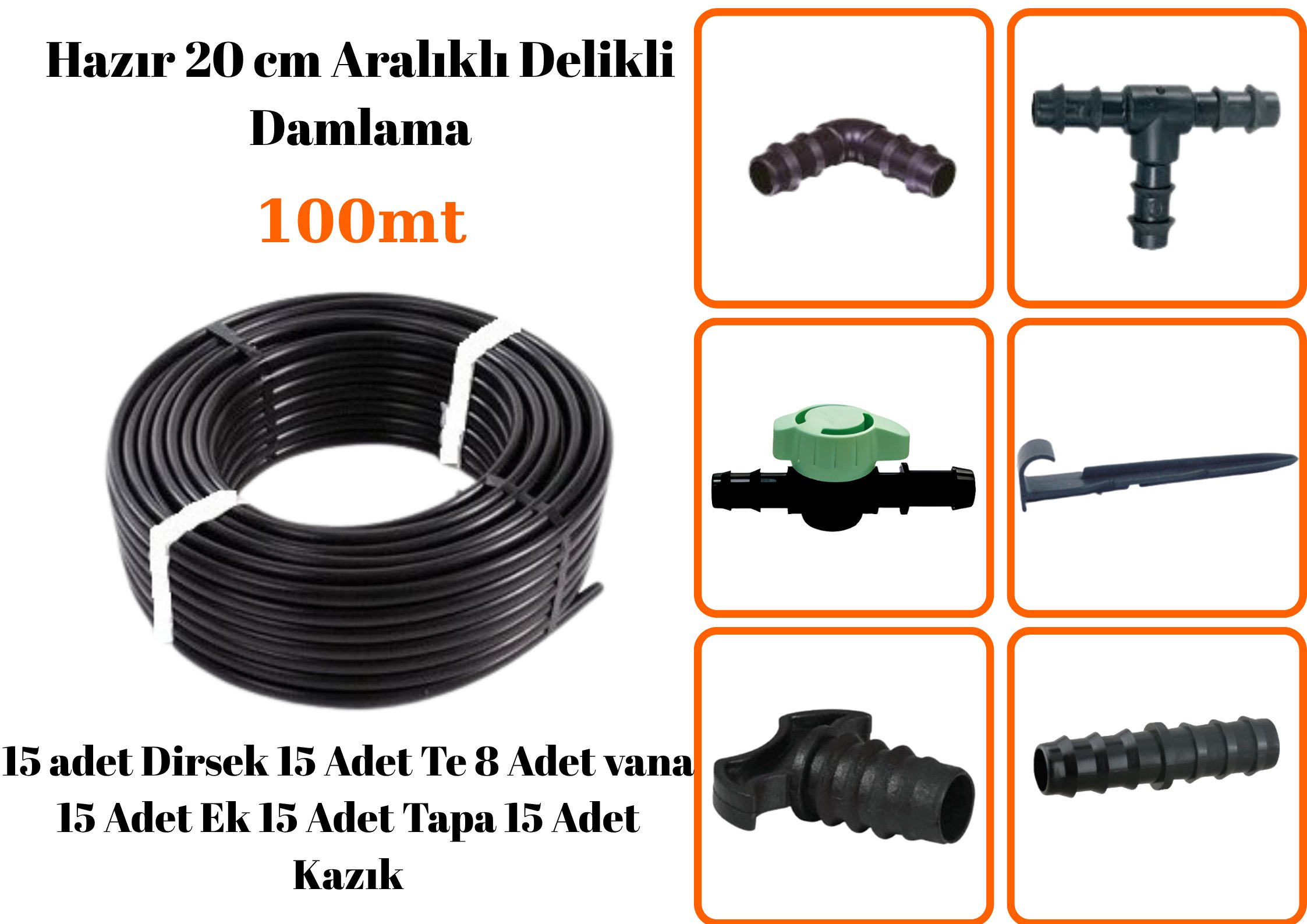 Hazır Delikli Damlama 20 Cm Aralıklı 100mt