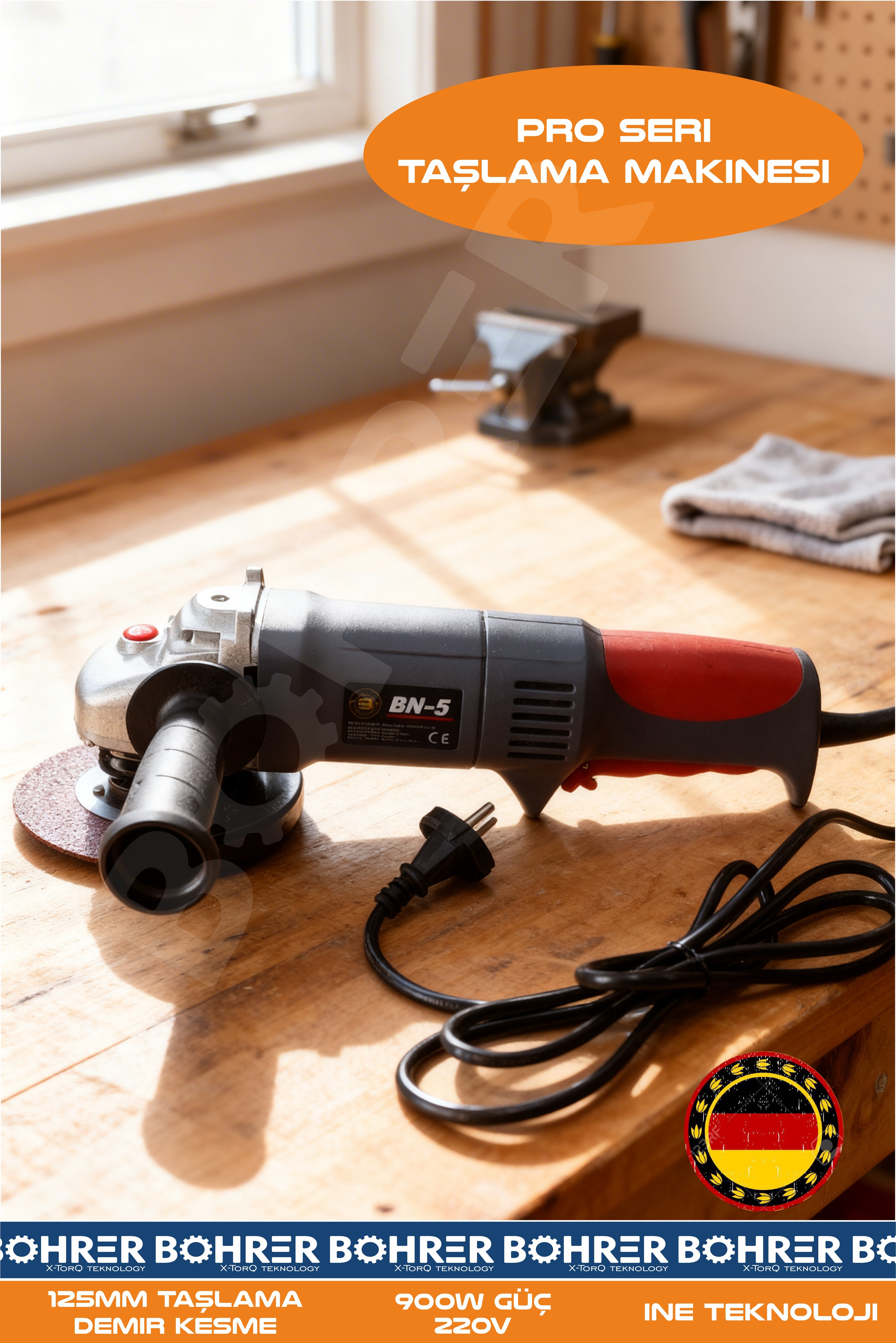 900W DEVİR AYARLI 115MM PRO MODEL BAKIR SARGILI TAŞLAMA DEMİR KESME MAKİNESİ
