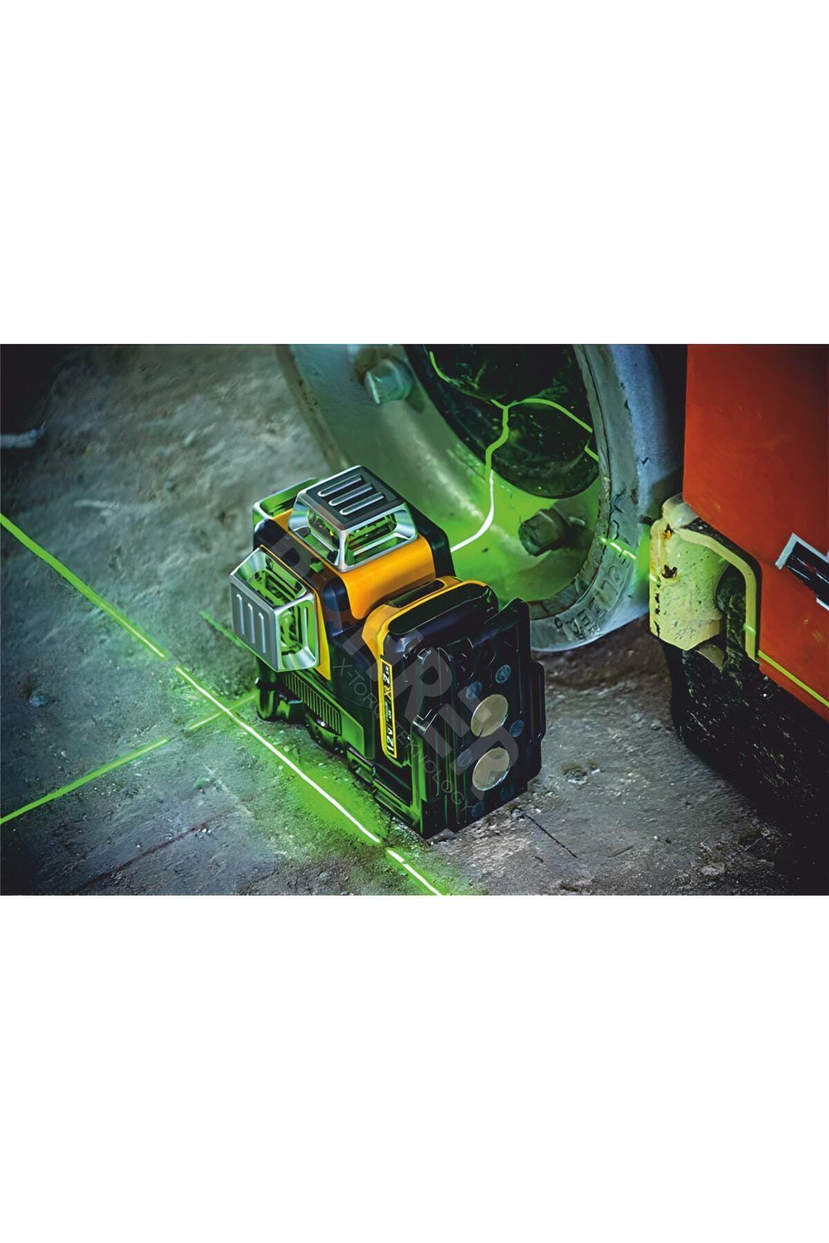 Böhr Bh089g 12 Satır Lazer Seviyesi 12v Pil 3 Taraf * 360 Derece Dikey Yatay Yeşil Işık Seviye Ölçer