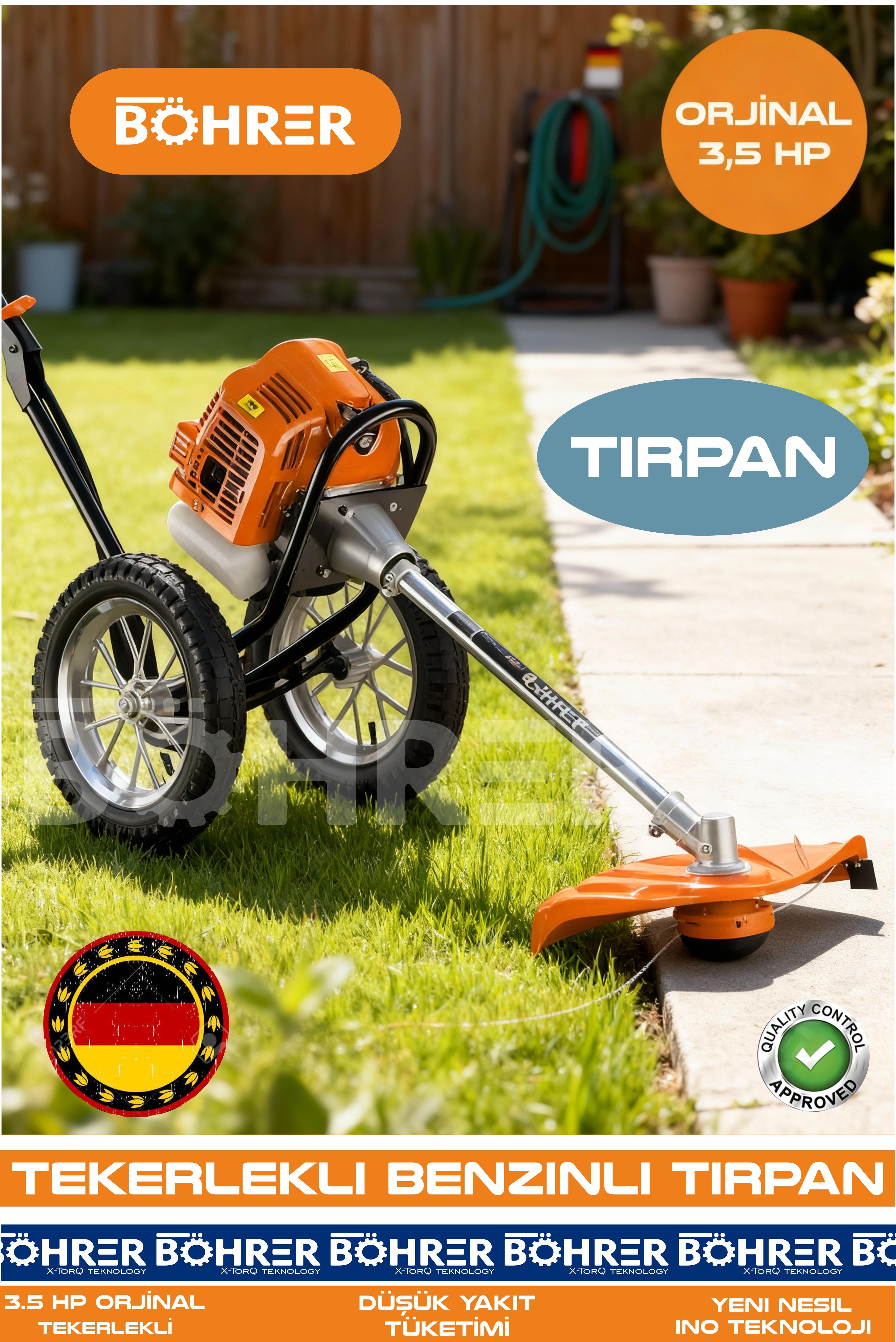 ORJİNAL 3.5 HP BENZİNLİ TEKERLEKLİ TIRPAN - OT ÇALI DİKEN KESME MAKİNESİ